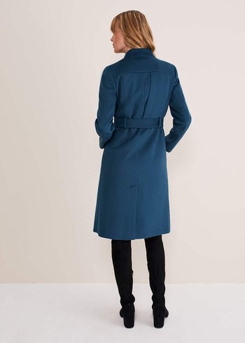 Phase Eight Susie Collarless Wrap Coats Blue Canada | YEDMSZ-034